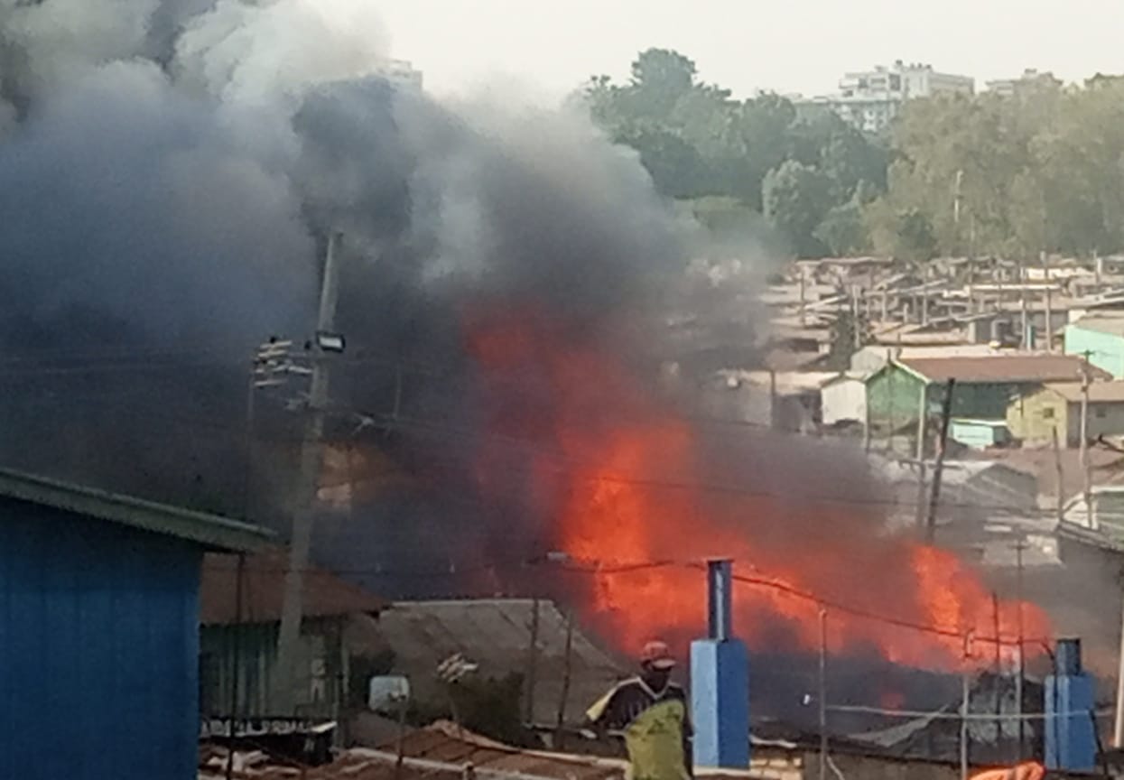 Fire outbreak at Kibera Nairobi